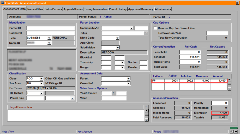 Freeport Exemptions - Personal Property Appraisal File - 1