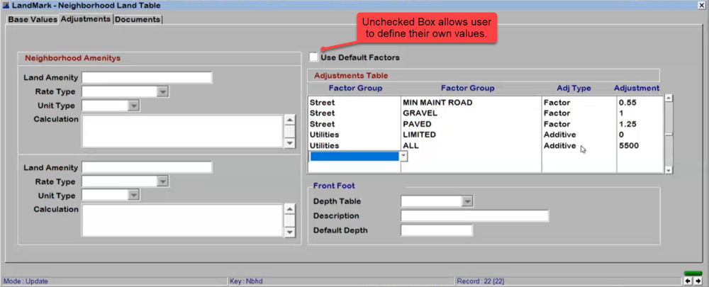 Neighborhood Table Adjustment Examples - Residential Appraisal File - 1