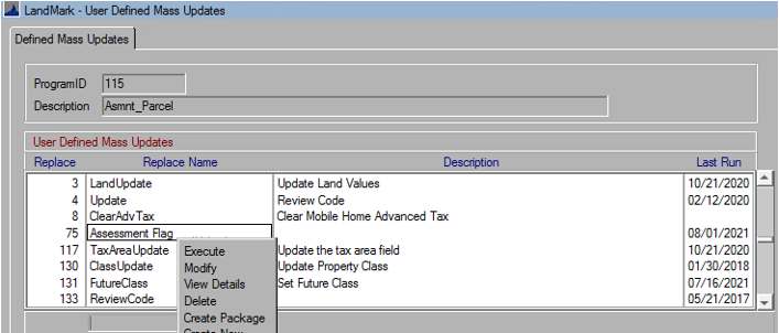 Landmark Software Interface Special Use Layer/Flag in LandMark - Assessment File - 1