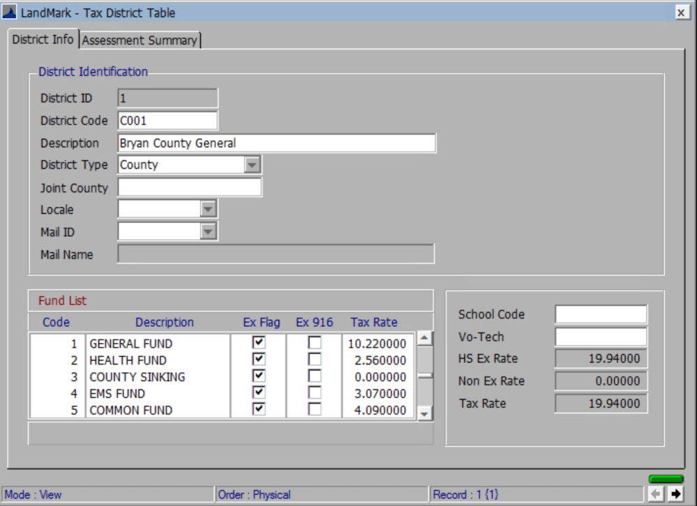 Creating a Tax District From Levy Sheet - Assessment File - 1