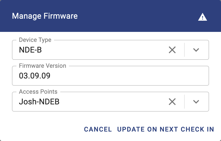 Manage Firmware window