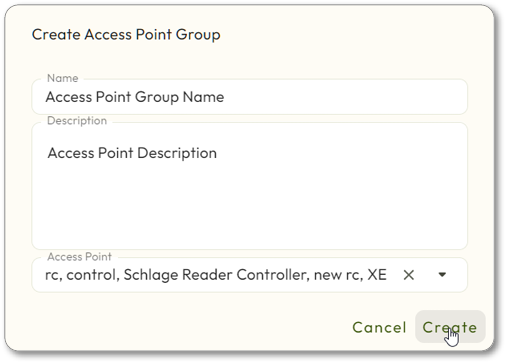 Create Access Point Group - Zentra Product Manual - 1