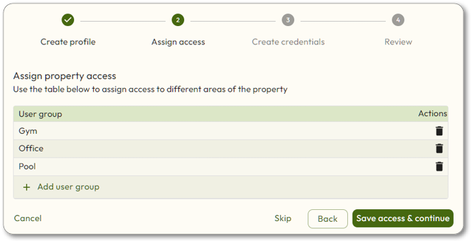 Assigning property access - Zentra Product Manual - 1