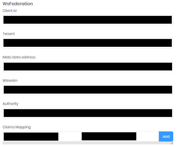 SSO WsFederation configure SSO WsFederation configure