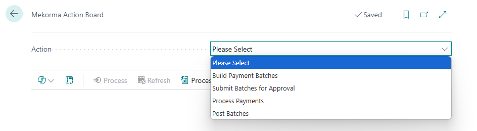 Action Board Home Page Screenshot of the Action Board with all actions visible.