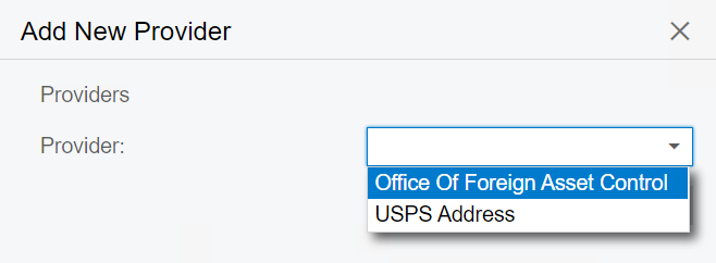 This window pops up after clicking the Add Provider button