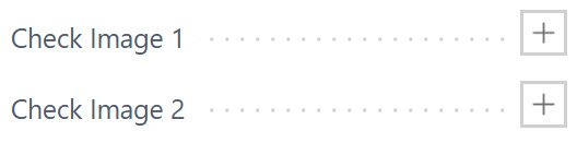 Screenshot of the Mekorma Settings in a bank account card with check image upload buttons.