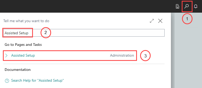 Search for assisted setup wizard