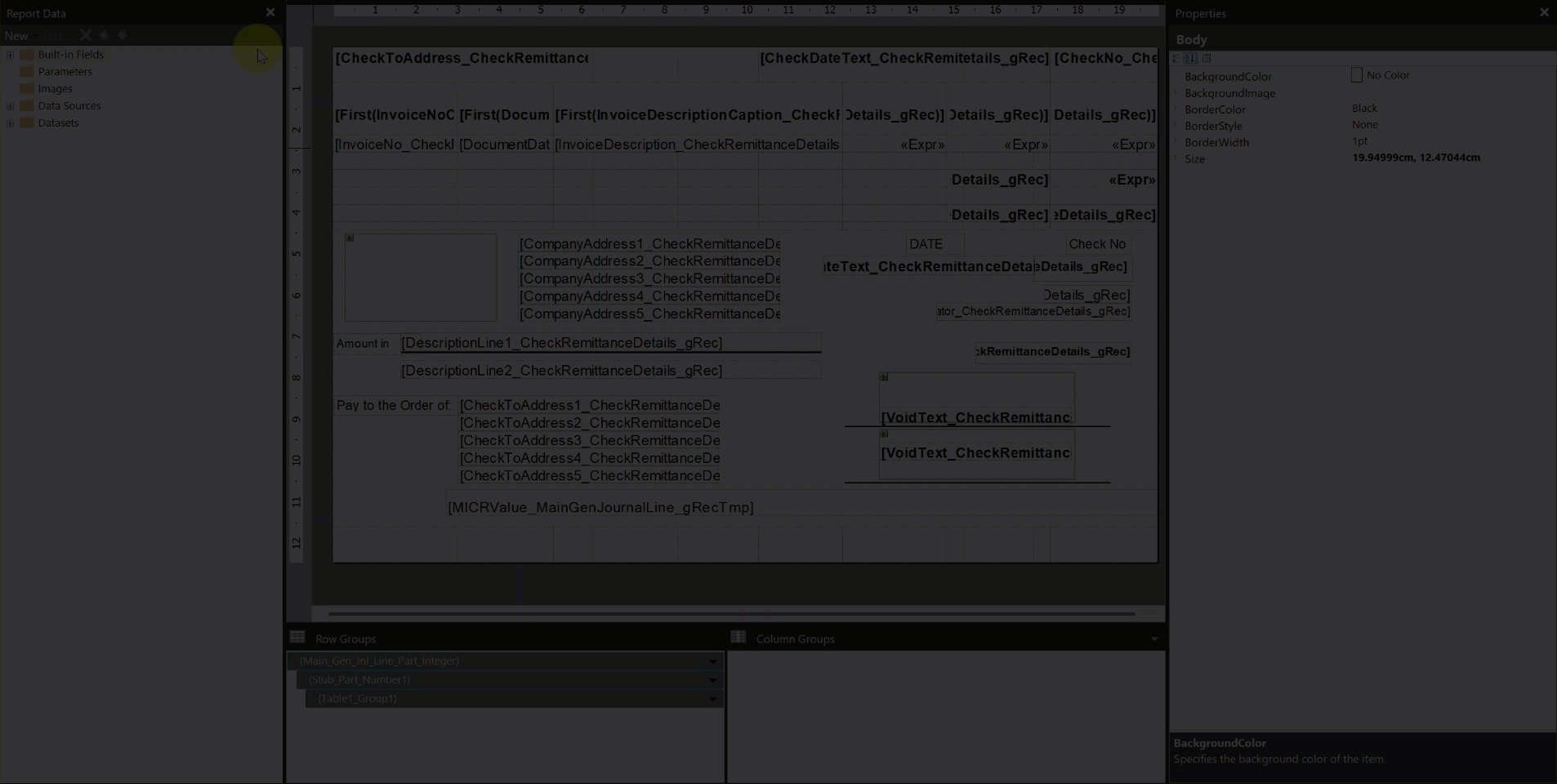 A video of the steps to add bank and branch number information to a check report.