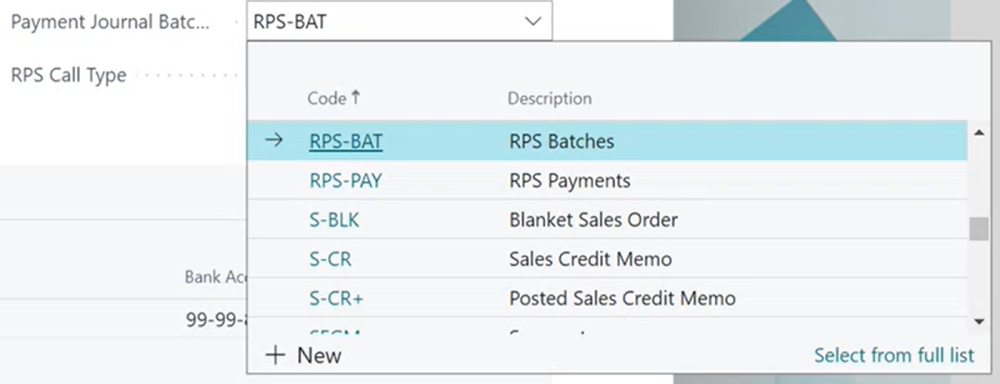 Select the Payment Journal batch. Screenshot showing Payment Journal Batches.