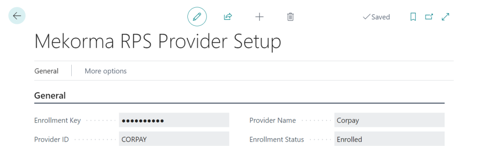 Screenshot of a successfully setup RPS provider.
