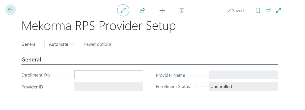 Screenshot of an unenrolled RPS provider.