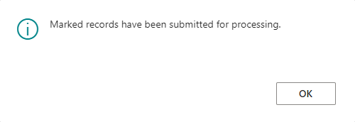 Screenshot of the alert that pops up when you process your batch.
