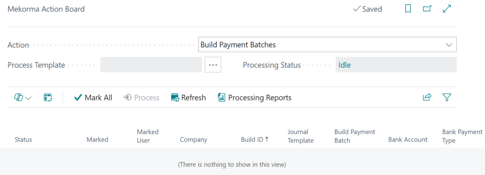 Screenshot of the Build Payment Batches main page.