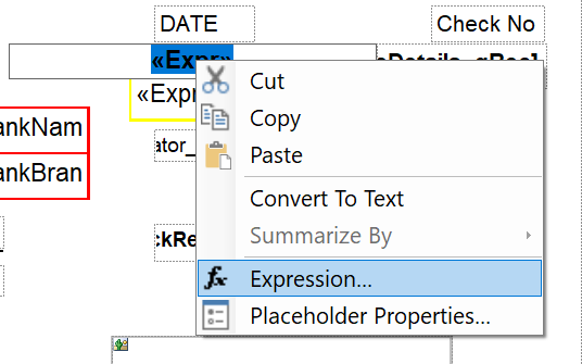 Screenshot of selecting Expression.