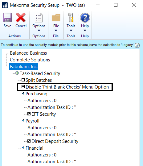 Disable Print Blank Checks Mekorma Products User Guide Build X78