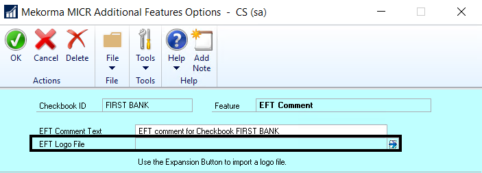 Add Eft Logos To Remittances Mekorma Products User Guide Build X78