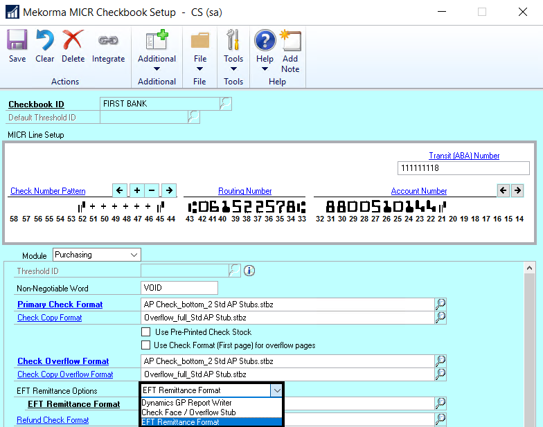 Choose Eft Remittance Options Mekorma Products User Guide Build X78