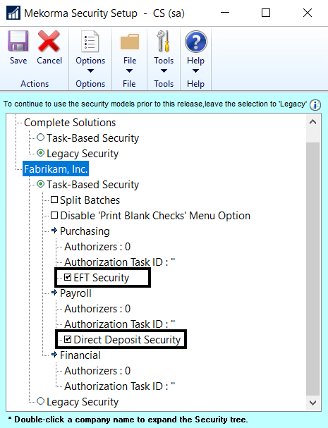 Enable Eft Direct Deposit Security Mekorma Products User Guide Gp Build X81