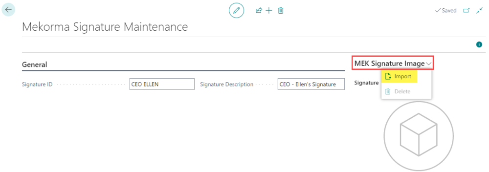 Import signature file from local drive Import signature file from local drive