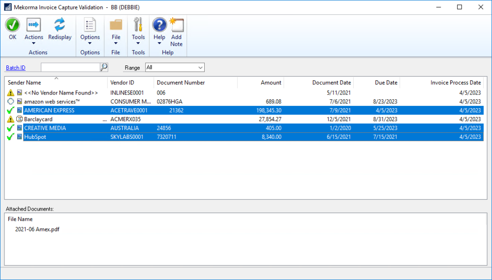 Process Multiple Invoices - Mekorma Invoice Capture User Manual - Build X91