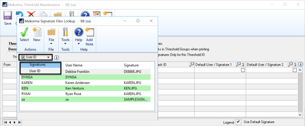 Configure a Threshold ID for Signatures - Mekorma Products for GP User ...