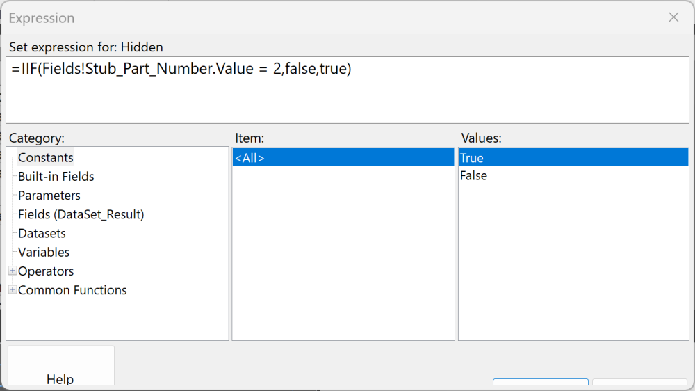 Screenshot of the expressions field.