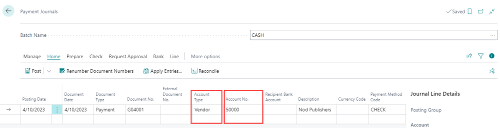 Set account type and account number Set account type and account number