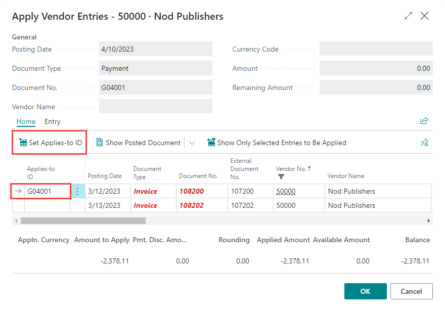 Set Applies-to ID function Set Applies-to ID function