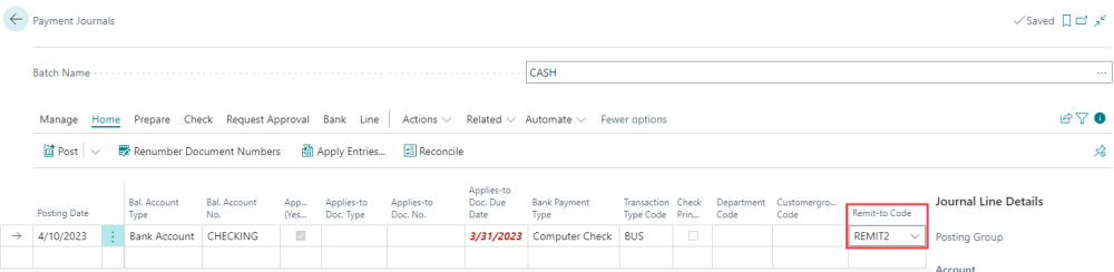 Set Remit-to Code Set Remit-to Code