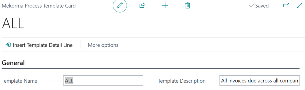 Screenshot of a Process Template's name and description.