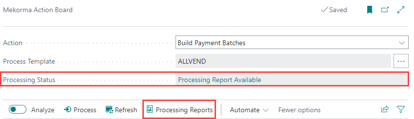 Screenshot showing the Processing Status field updated to reflect the report is available.