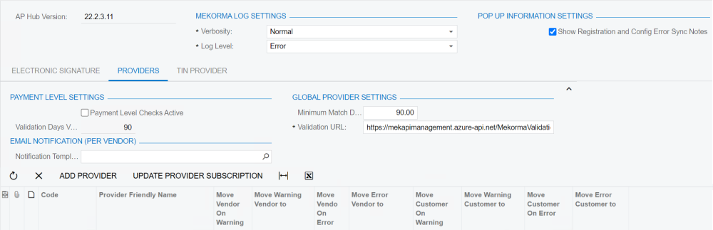 OFAC and Address validators configuration screen OFAC and Address validators configuration screen