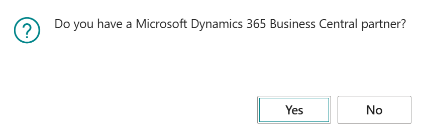 If you are working with a partner, click yes, otherwise click no. Screenshot asking users if they are working with a partner.
