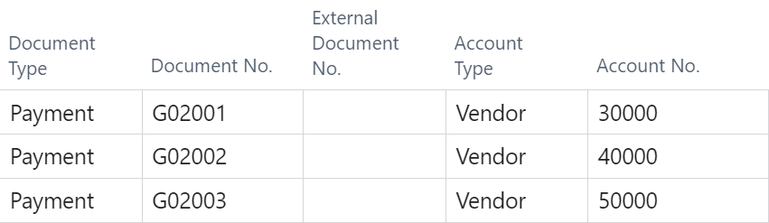 Screenshot of 3 payments added to a batch.
