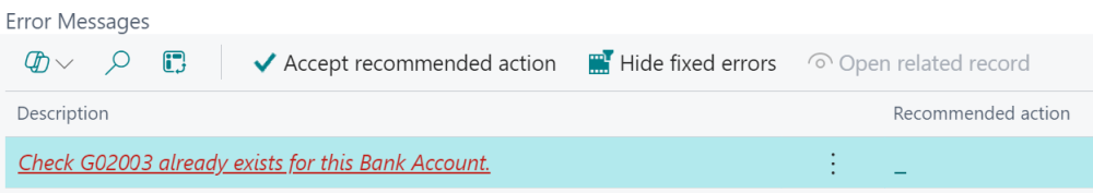 Screenshot of Preview Posting showing an error for an existing payment number.
