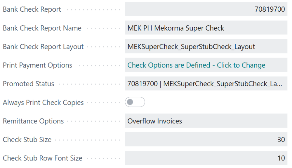 Screenshot of the main options available with check reports.
