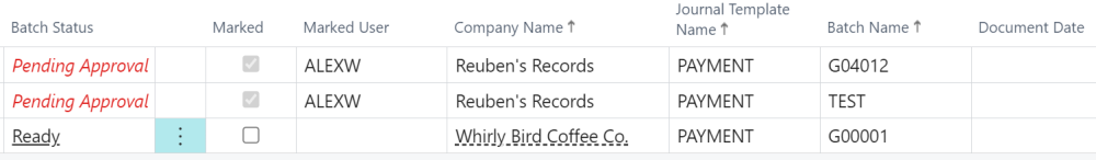Screenshot of the remaining unapproved batches.