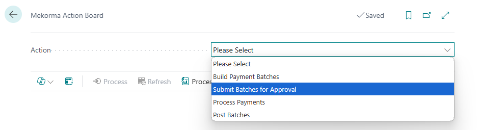 Screenshot of the Submit Batches for Approval action.