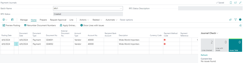 An RPS payment ready to submit. An RPS payment ready to submit.