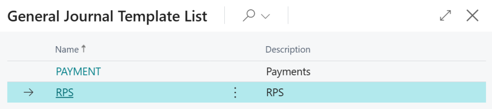 At the General Journal Template List, select an RPS template.