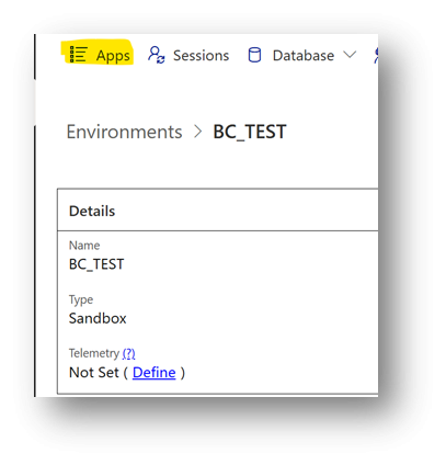Screenshot showing the Apps button to click.