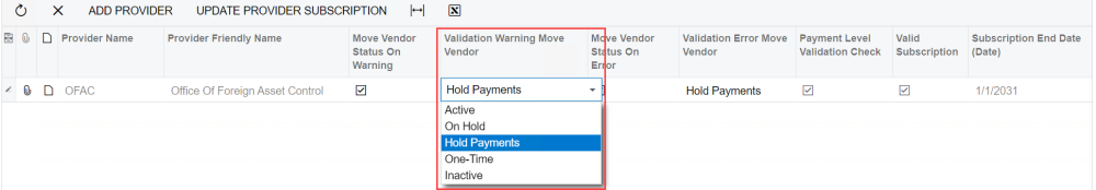 This allows you to select the status to move a vendor to on a warning