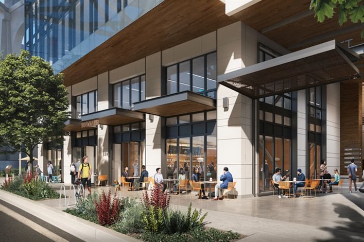 The Watershed building in Seattle is designed to treat 400,000 gallons of stormwater per year. Rendering by Kilograph, courtesy of Watershed