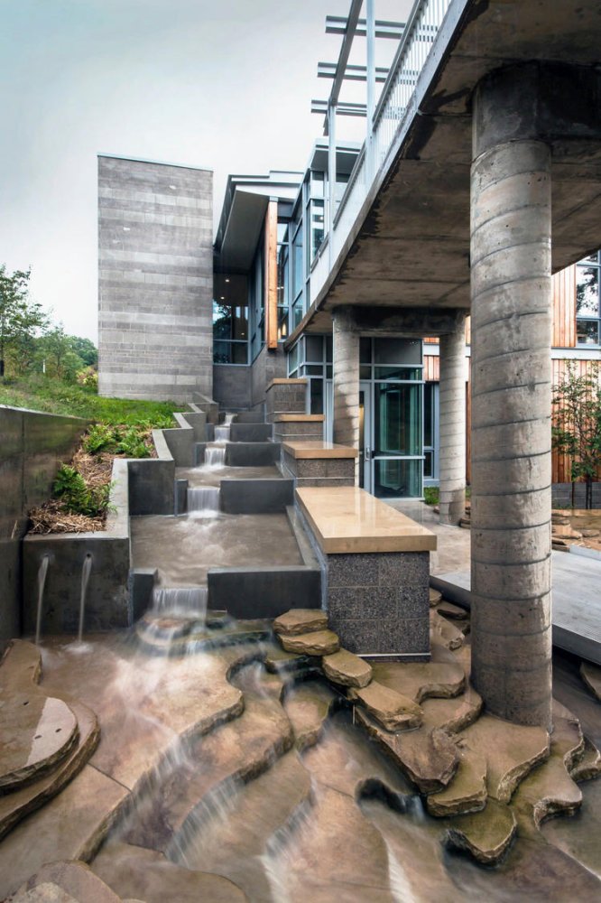 The Frick Environmental Center utilizes biophilic design to connect visitors with the local hydrology. Image by Ed Massery, courtesy Frick Environmental Center.
