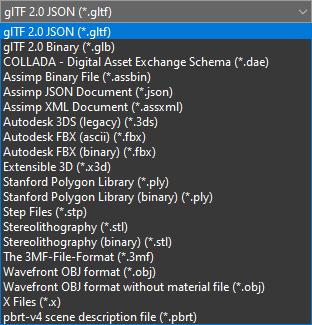 3D Scene export formats 3D Scene export formats