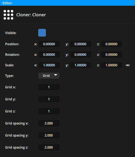 3D modifier : Cloner options 3D modifier : Cloner options