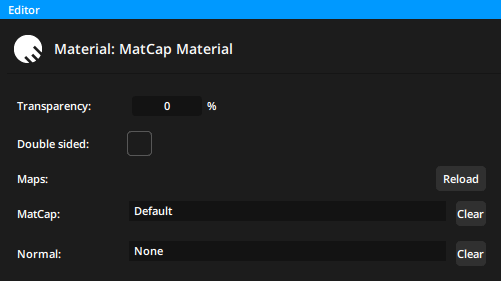 Settings for MatCap material in 3D Scene Settings for MatCap material in 3D Scene