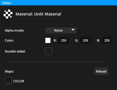 Settings for Unlit material in 3D Scene Settings for Unlit material in 3D Scene