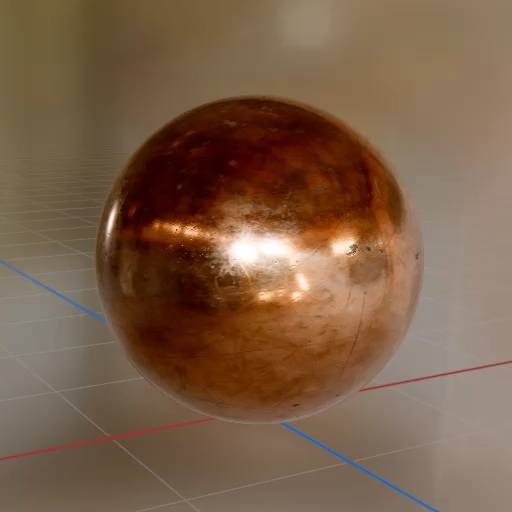 A rendering of Metal 008 on a sphere A rendering of Metal 008 on a sphere